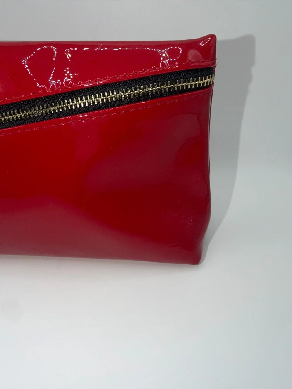 Yves Saint Laurent Red Patent Diagonal-Zip Cosmetic Pouch